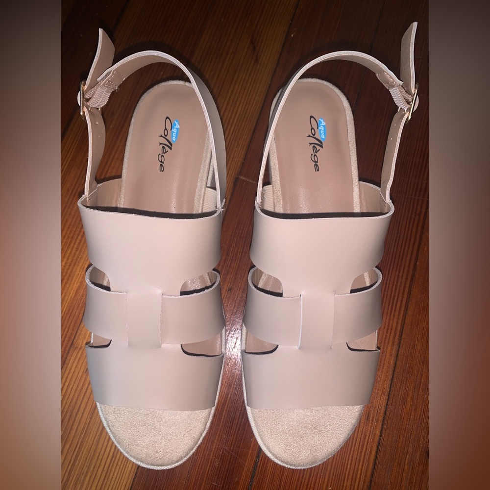 Aqua College Womens Nadi Leather Caged Slingback Sandals